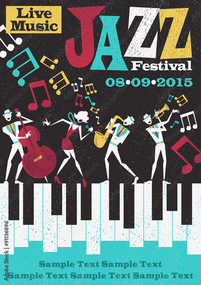 Naklejka premium Retro Abstract Jazz Festival Poster