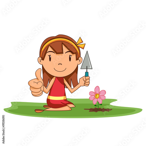 Girl planting flower

