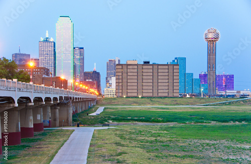 Downtown Dallas, Texas skyline at the blue hour