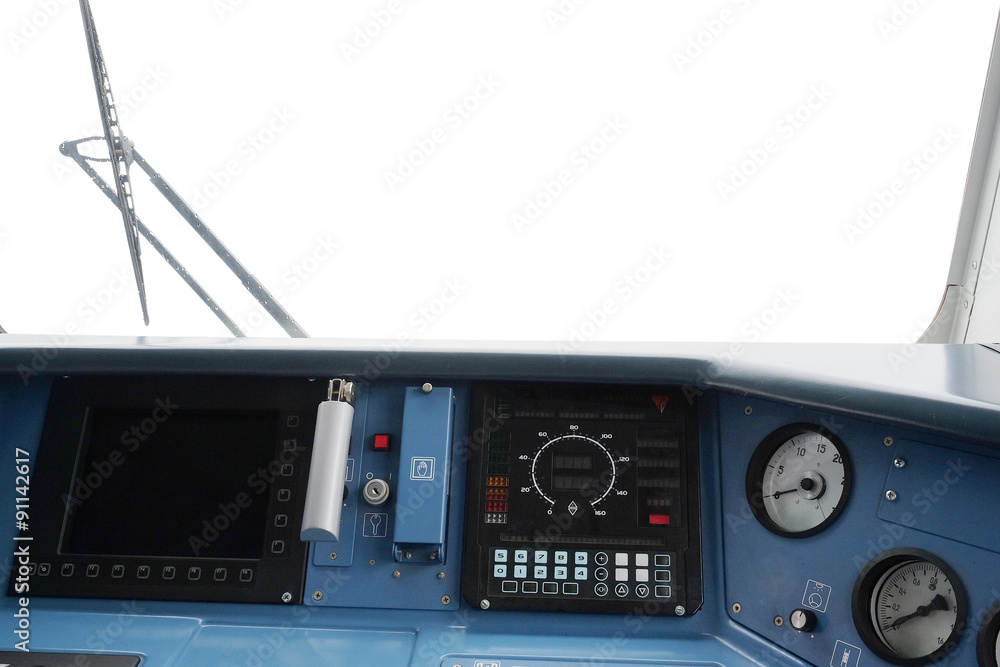 Fototapeta premium Interior of a train operator's cab