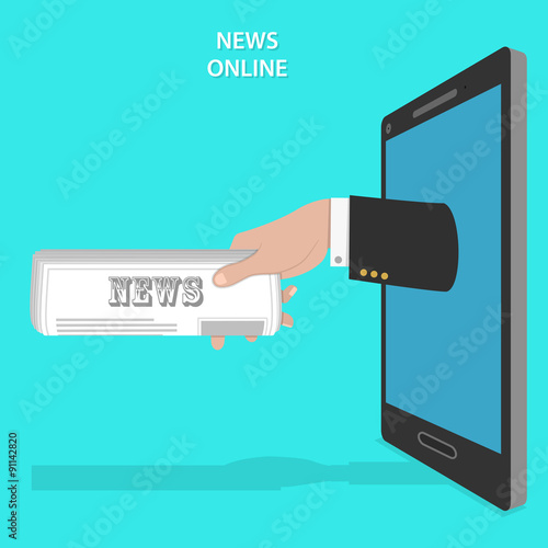 Online news service flat vector concept.