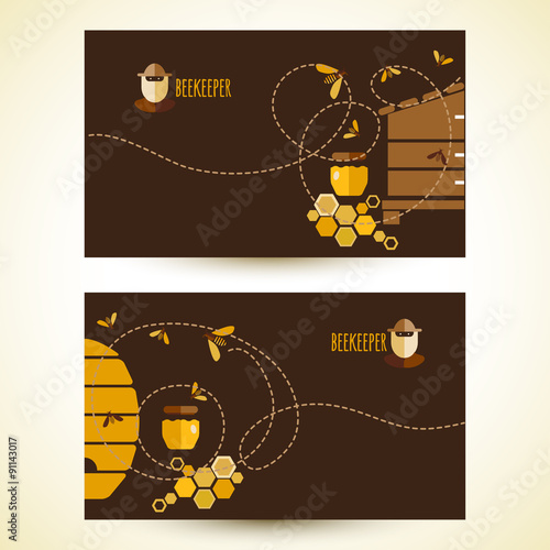 Vector business cards with honey