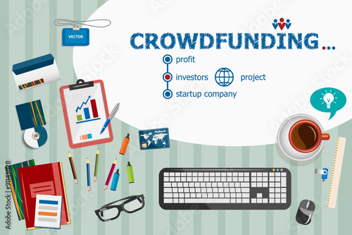 Crowdfunding design and flat design illustration concepts 