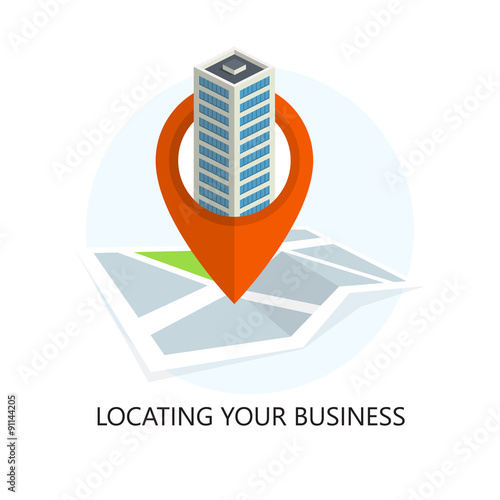 Location Icon. Locating Your Business. Flat Design.