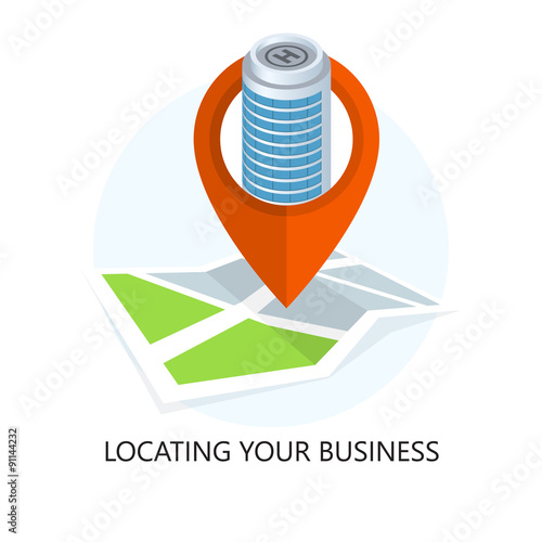 Location Icon. Locating Your Business. Flat Design.