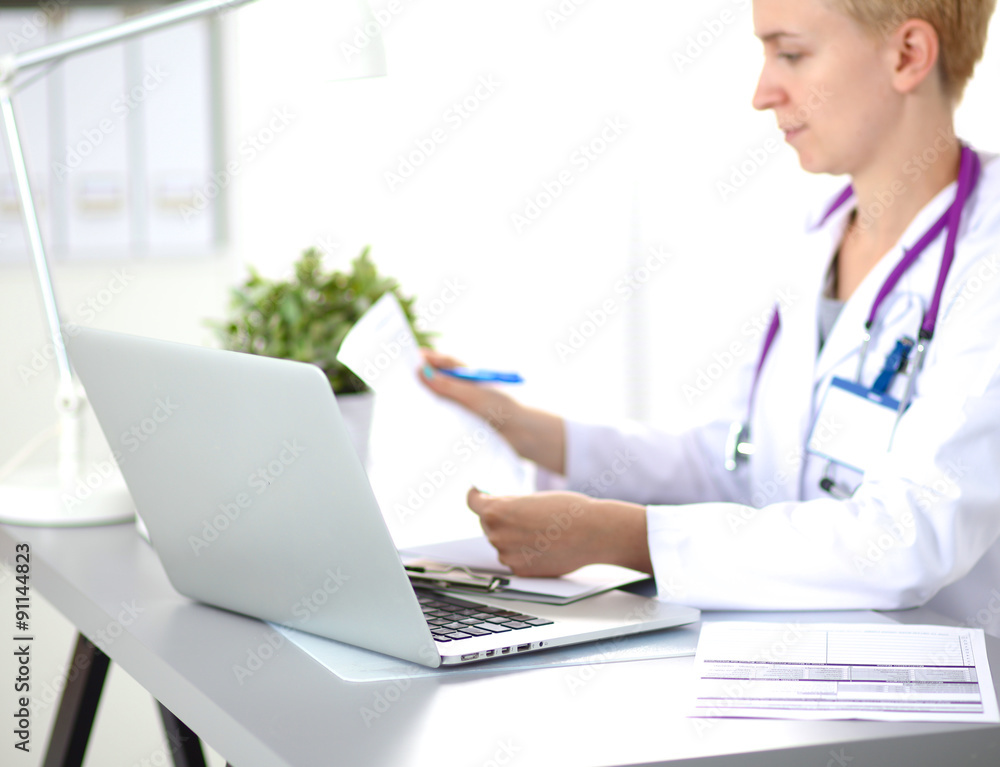 Portrait of happy medical doctor woman in office Portrait of happy medical doctor woman in office