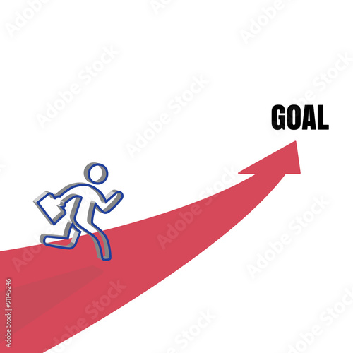 Businessman running to Goal door, business concept, template