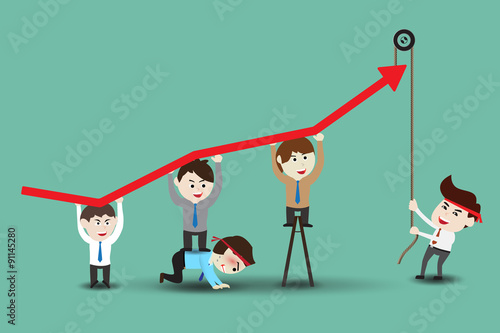 Teamwork leading to successful business, template