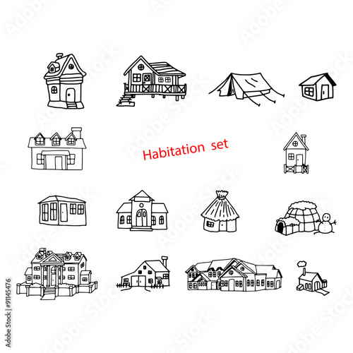 illustration vector doodles hand drawn of habitation or resident
