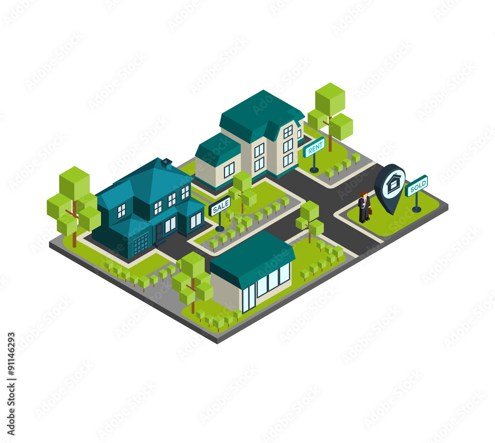 Isometric Town Concept Isometric Town Concept