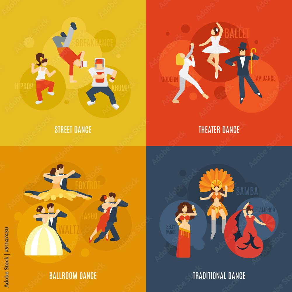 Fototapeta premium Dance Flat Set