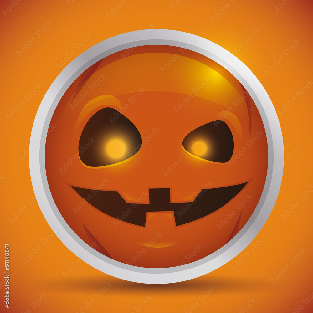 Halloween Pumpkin Glossy Round Icon Halloween Pumpkin Glossy Round Icon