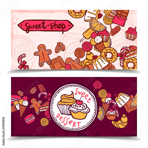Sweetshop vintage candy banners set