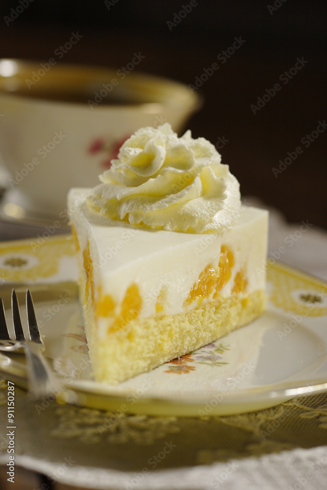 cake with cream and tangerines cake with cream and tangerines