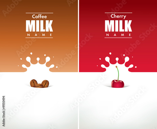 milk splash with coffee and cherry
