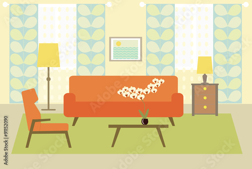 flat living room.vector illustration