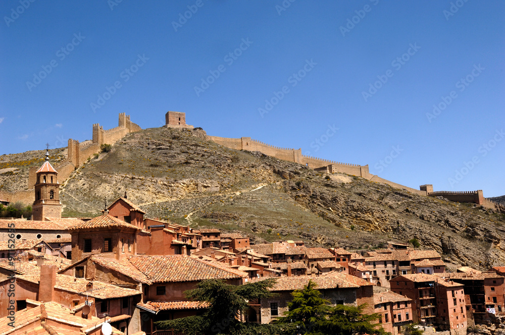 Panoramic view the village of Albarrcin in Teruel