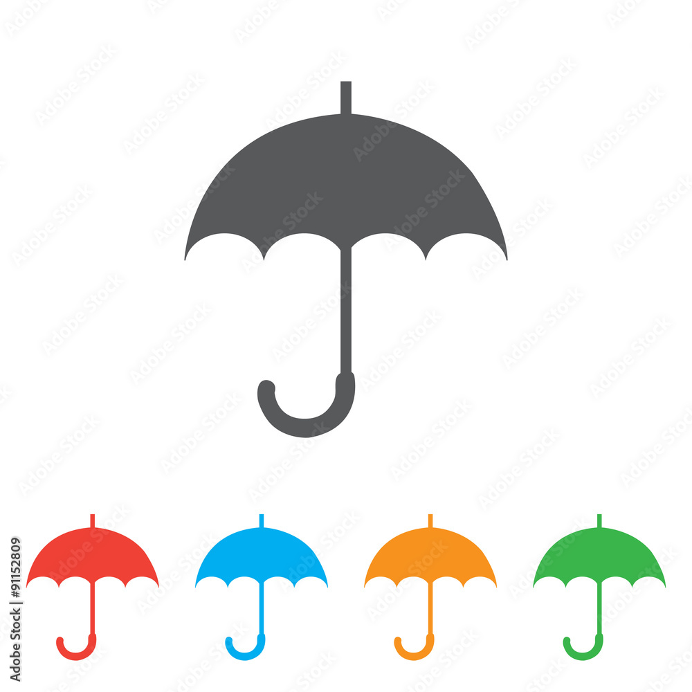Umbrella icon. eps 10.  Round Button Collection