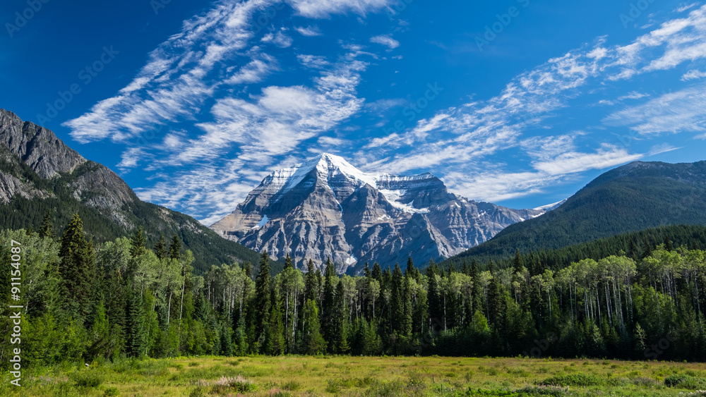 Mount Robson rises from the landscape in Robson Provincial Park, Mount Robson rises from the landscape in Robson Provincial Park,