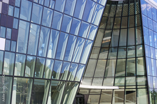 Glass facade of modern building