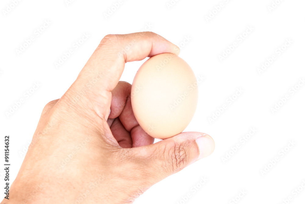 man holding egg with her hand isolated on white background man holding egg with her hand isolated on white background