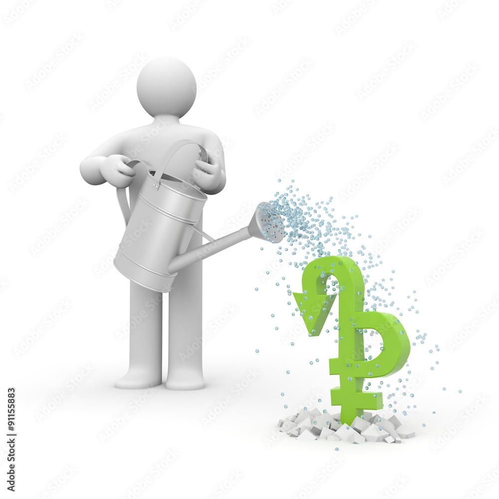 Man watering sign of the ruble Man watering sign of the ruble