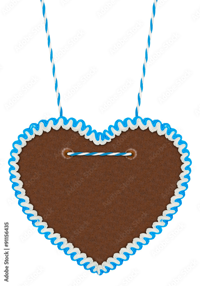 Wunschmotiv: blue white empty gingerbread heart isolated on white background #91156435