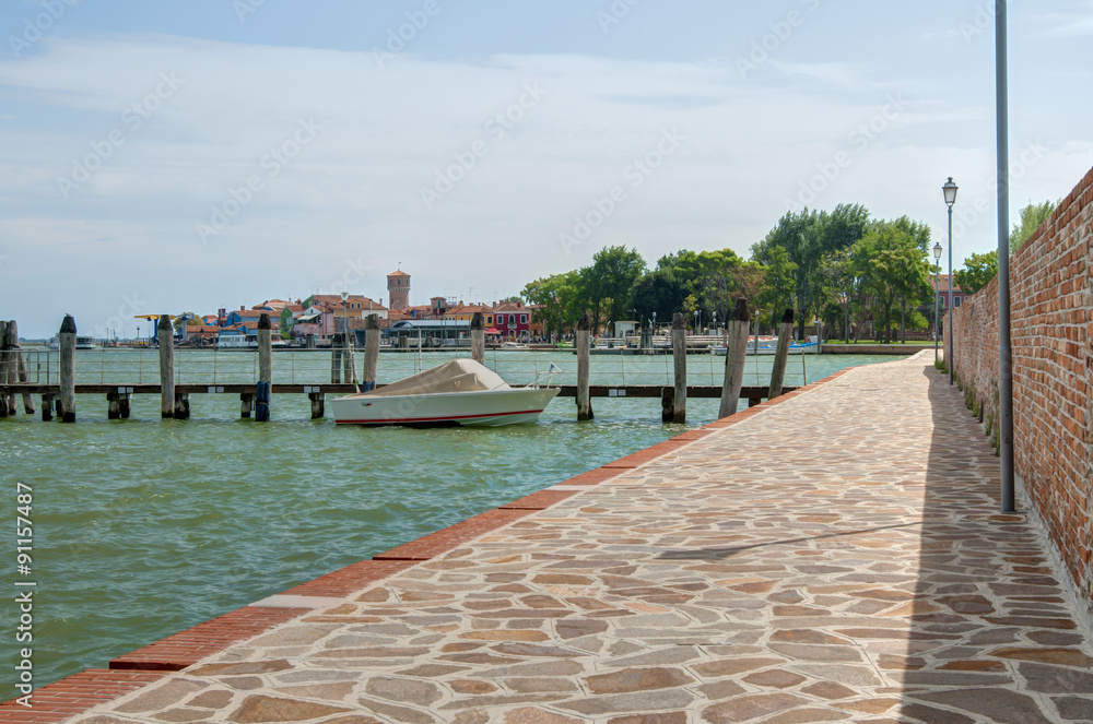 View of Burano island from Mazzorbo Island