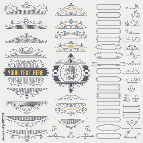 Kit of Vintage Elements for  Banners, Invitations, Posters, Plac