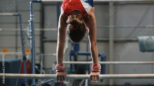 MS TU Girl (12-13) performing gymnastics / Lindon, Utah, USA. 