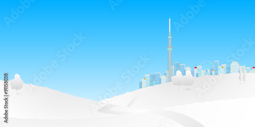 東京　雪　背景
