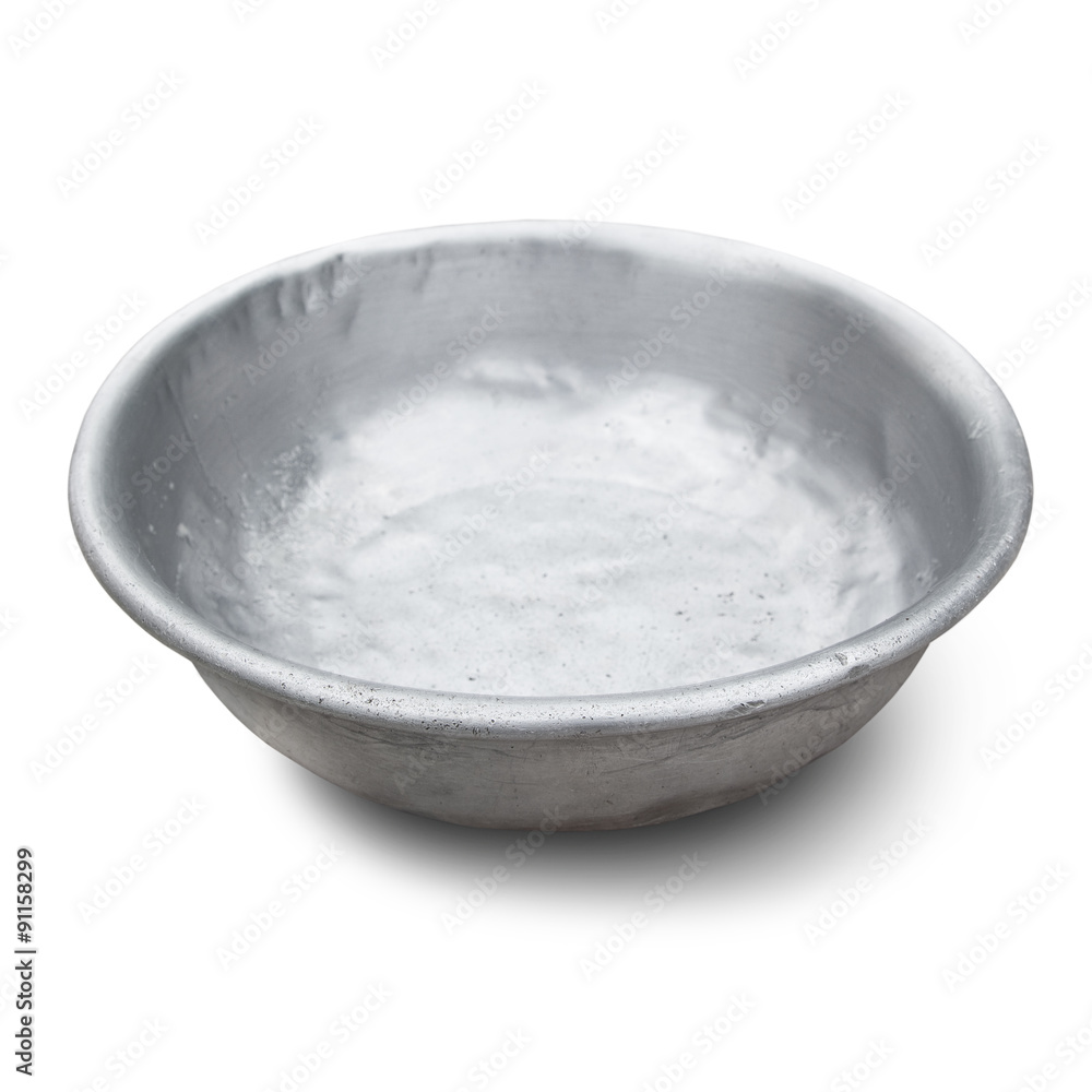 old aluminium bowl, clipping path included old aluminium bowl, clipping path included