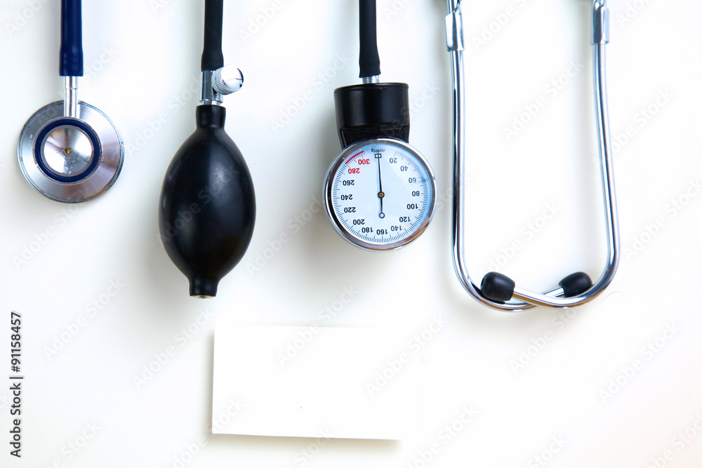 Blood pressure meter medical equipment isolated on white Blood pressure meter medical equipment isolated on white