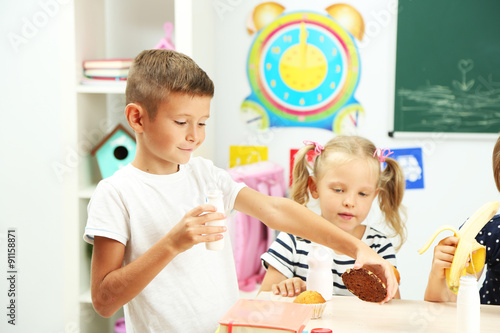 Cute children at lunch time...