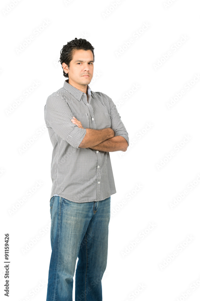 Critical Judgmental Hispanic Man Arms Crossed V Critical Judgmental Hispanic Man Arms Crossed V