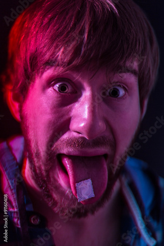 Obraz na plátne LSD blotter on the tongue