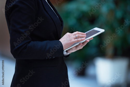 business woman working on tablet