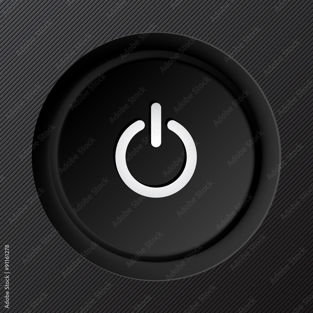 Black plastic vector power button Black plastic vector power button