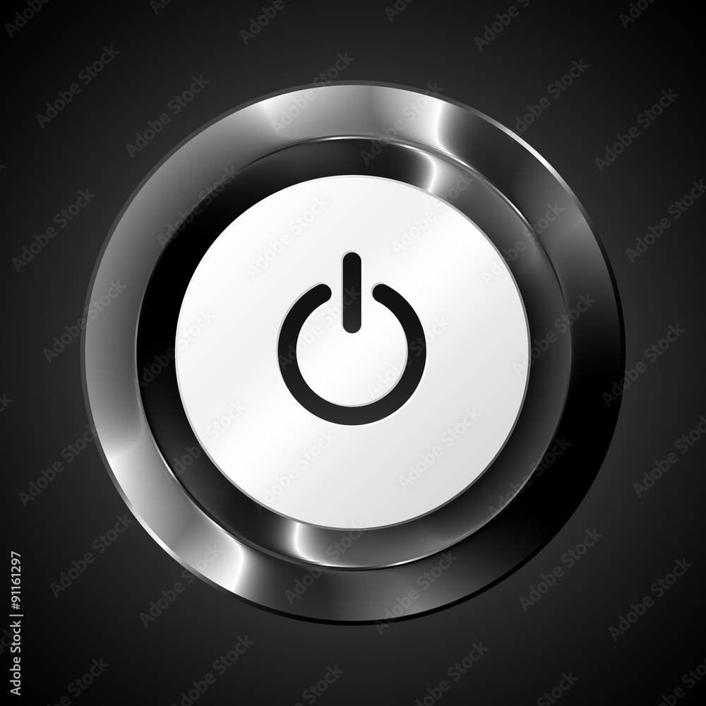 Black metallic vector power button Black metallic vector power button
