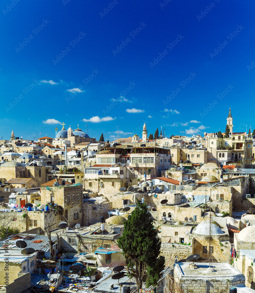Roofs of Old City with Holy Sepulcher Church Dome, Jerusalem