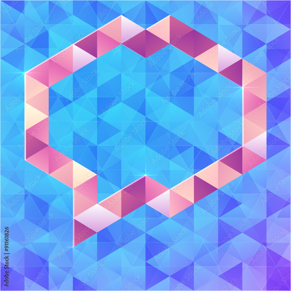 Fototapeta premium Abstract triangles vector speech bubble