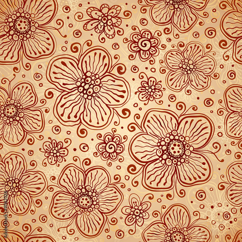 Henna vintage colors vector flowers pattern
