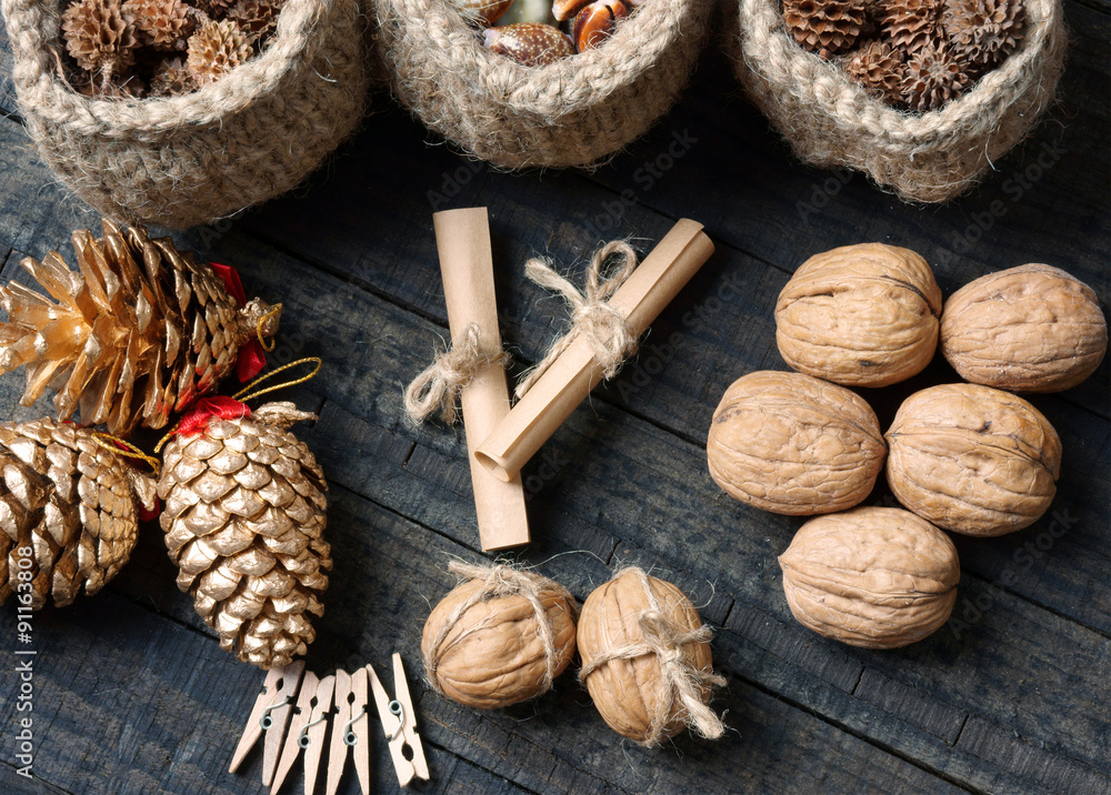 Fototapeta premium Ornamental, Xmas, christmas pine cone, handmade