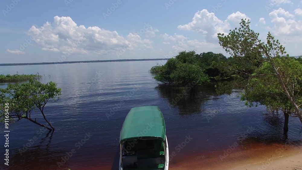 custom made wallpaper toronto digitalAerial View of Boat on Amazon River, Manaus, Brazil