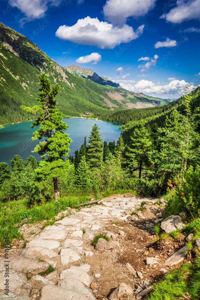 Fototapeta premium Beautiful pond in the mountains at dawn