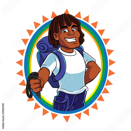 Black Man hiker mascot