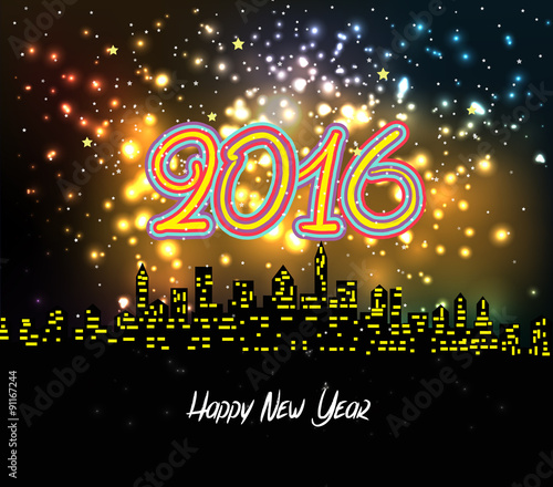 happy new year 2016 night silhouette fireworks colourful 301