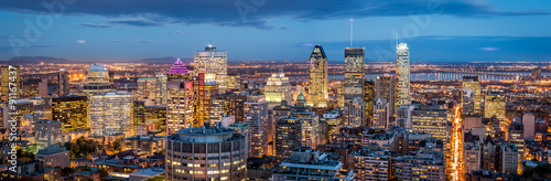 Montreal panorama at dusk as viewed from the Mount Royal photo