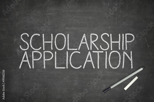 Scholarship application concept on blackboard