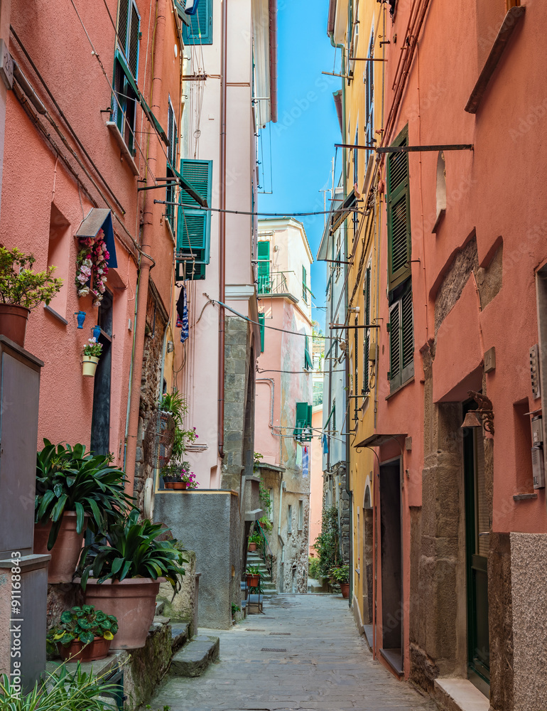 Colorful street in Vernazza - Cinque Terre - Italy